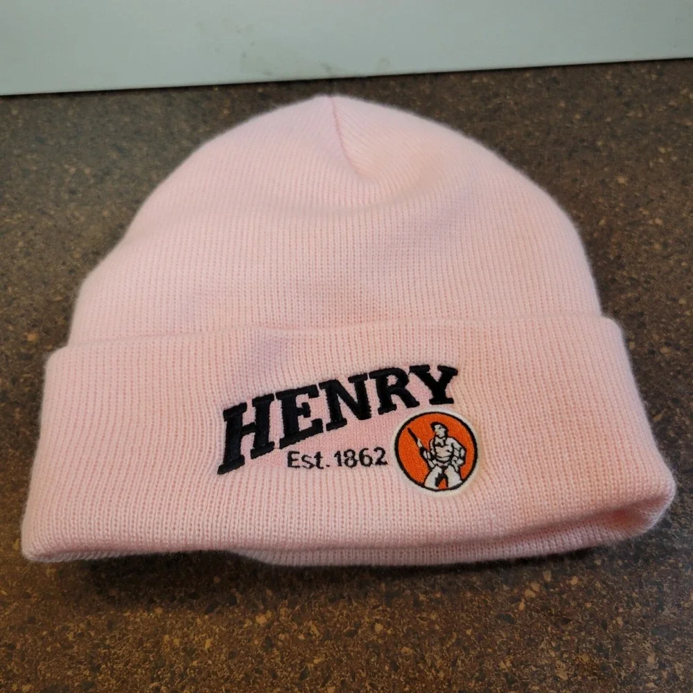 Henry Rifles Co Beanie Hat Pink Knit 3M Thinsulate Insulation Cuffed Extensible